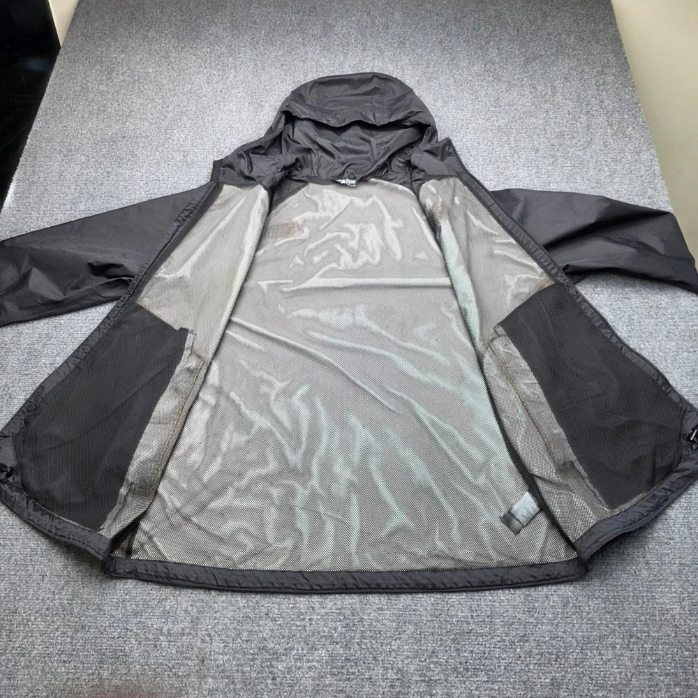 The North Face DryVent Mens XL Black Hooded Rain Jacket Windbreaker Flaws